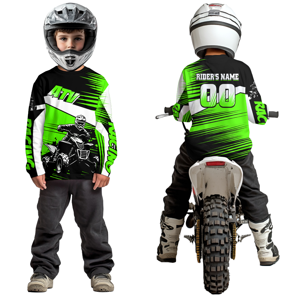 Custom Green ATV Motocross Jersey for Adult Kids Youth Quad Dirt Bike Racing Shirt For Men Women NHN001