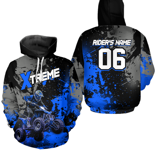 Custom ATV Motocross Hoodie Blue Upf30+ Extreme Quad Bike Off-Road Jersey Men Kid Mx Riding Hoodied NHN010