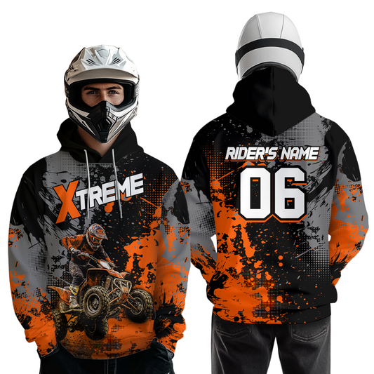 Custom ATV Motocross Hoodie Orange Upf30+ Extreme Quad Bike Off-Road Jersey Men Kid Mx Riding Hoodied NHN010