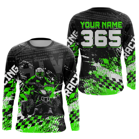Custom Green ATV Motocross Jersey Upf30+ Quad Bike Shirt Extreme Racing Adult Youth Off-Road Quad Shirt NHN009