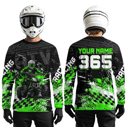 Custom Green ATV Motocross Jersey Upf30+ Quad Bike Shirt Extreme Racing Adult Youth Off-Road Quad Shirt NHN009