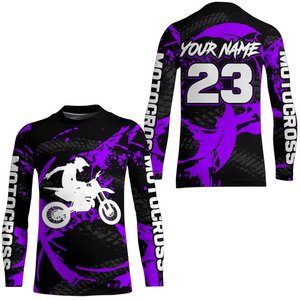 Custom Dirt Bike Jersey Purple Motocross Jersey Upf30+ Mens Women Racing Shirt| CTP28