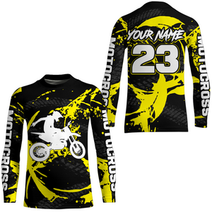 Custom Dirt Bike Jersey Yellow Motocross Jersey Upf30+ Mens Women Racing Shirt| CTP28