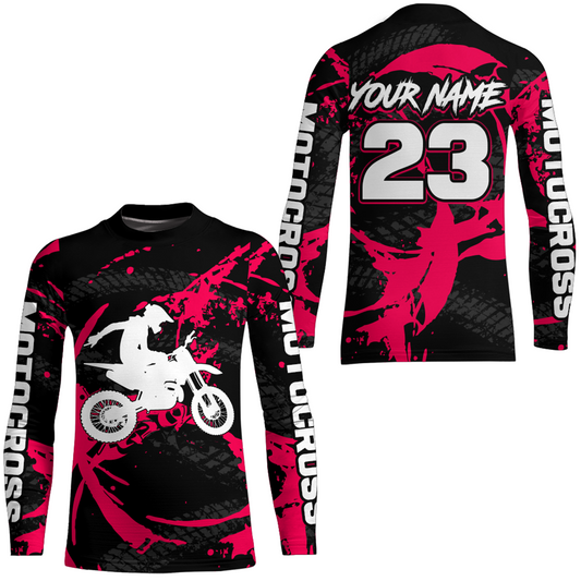 Custom Dirt Bike Jersey Pink Motocross Jersey Upf30+ Mens Women Racing Shirt| CTP28