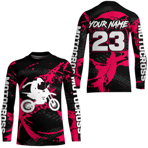 Custom Dirt Bike Jersey Pink Motocross Jersey Upf30+ Mens Women Racing Shirt| CTP28
