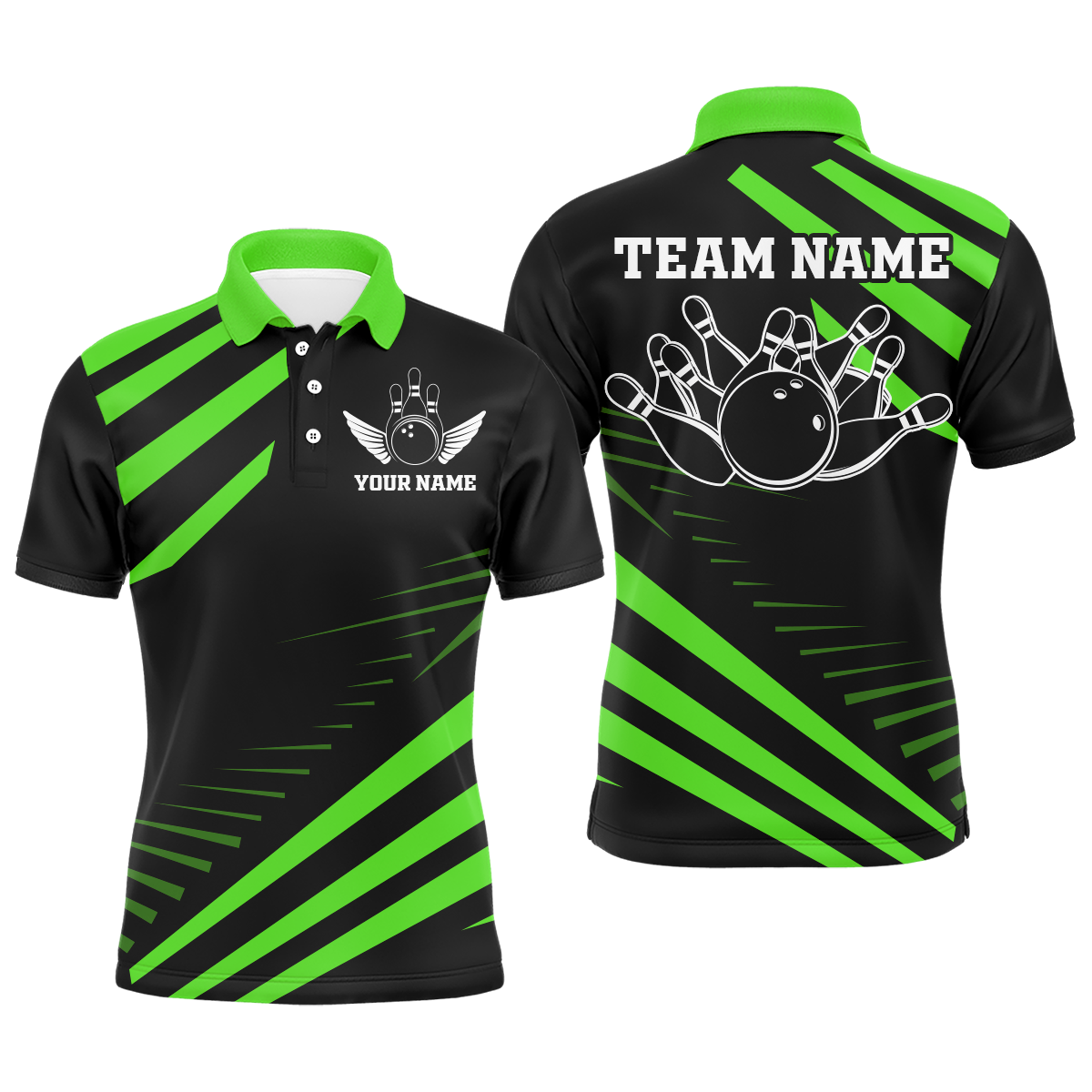 Green Bowling Jersey Men And Women Custom Bowling Team Shirts Unisex Bowling Polo Quarter-zip CP26