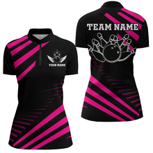Load image into Gallery viewer, Pink Bowling Jersey Men And Women Custom Bowling Team Shirts Unisex Bowling Polo Quarter-zip CP26