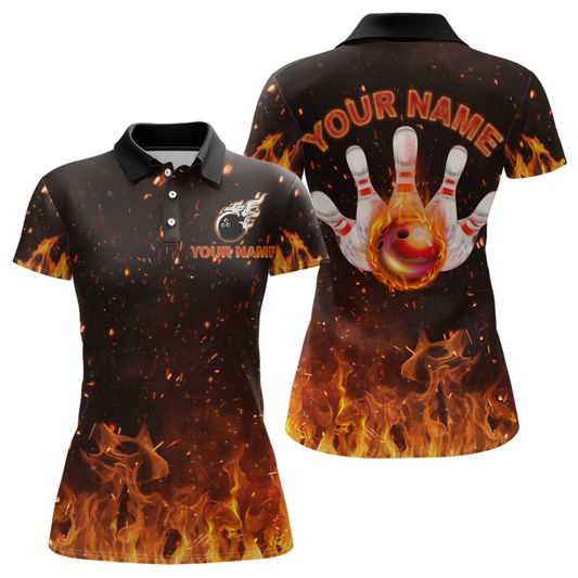 Orange Flame Bowling Jersey Men And Women Custom Bowling Shirts Unisex Polo Bowling Team Shirt CP21