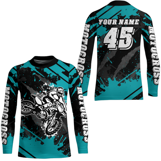 Custom Turquoise Motocross Jersey for Men Women Upf30+ Dirt Bike Shirt Motorcycle Jersey| CTP101