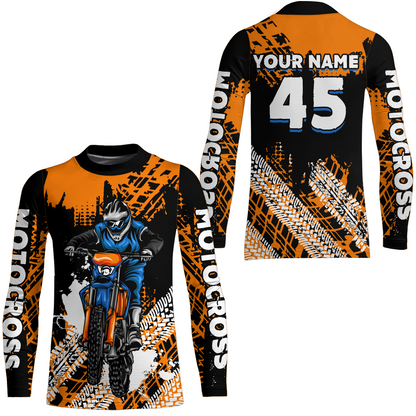 Custom Orange Motocross Jersey for Men Women Upf30+ Dirt Bike Shirt Racing Jersey| CTP102