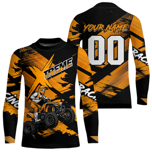 Custom Orange Quad Bike Jersey Motocross Shirt for Men Women Youth ATV Extreme Off-Road UPF30+ NHN012