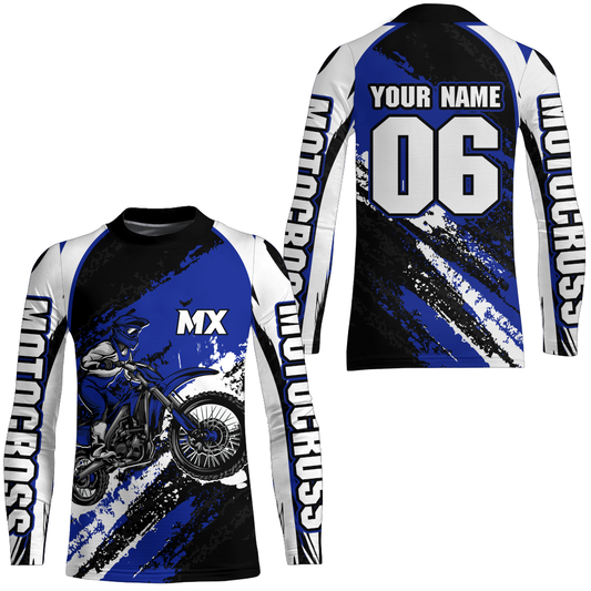 Custom Motocross Jersey Blue Dirt Bike Clothes Upf30+ Mens Women Motorcycle Jersey| CTP59