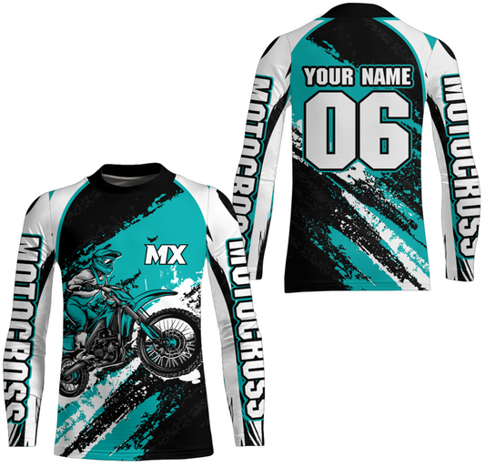 Custom Motocross Jersey Turquoise Dirt Bike Clothes Upf30+ Mens Women Motorcycle Jersey| CTP59