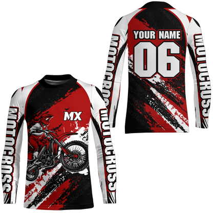 Custom Motocross Jersey Red Dirt Bike Clothes Upf30+ Mens Women Motorcycle Jersey| CTP59
