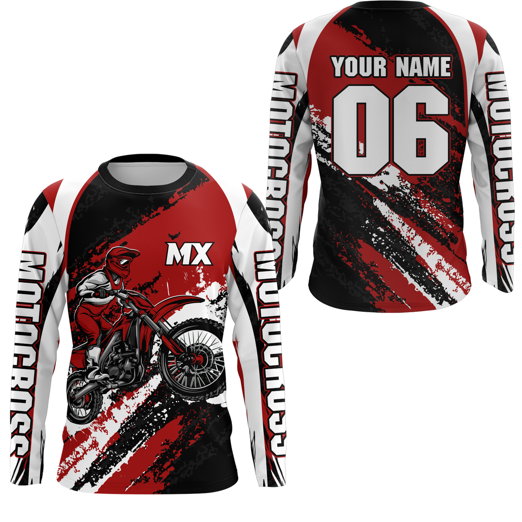 Custom Motocross Jersey Red Dirt Bike Clothes Upf30+ Mens Women Motorcycle Jersey| CTP59