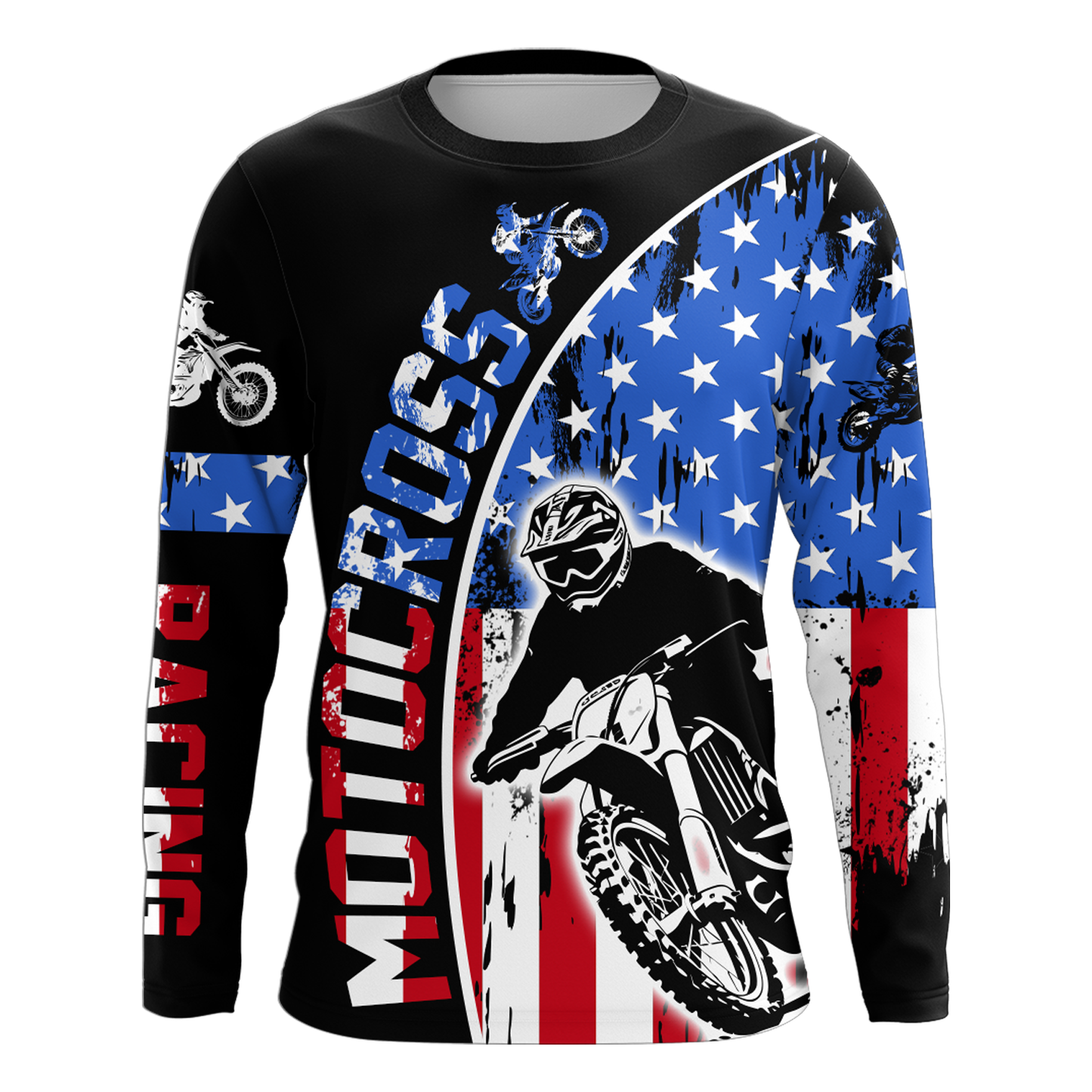 Adult&Kid Custom American Flag Dirt Bike Jersey Motocross Jersey Upf30+ Motocross Shirt| CTP77
