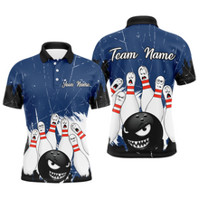 Load image into Gallery viewer, Navy Bowling Jersey Men And Women Custom Funny Bowling Shirts Unisex Polo Bowling Team Shirt CP15