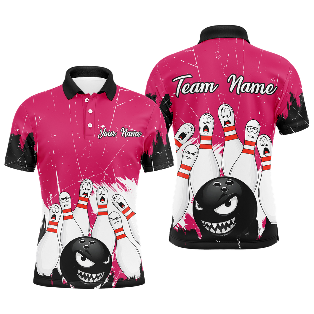 Pink Bowling Jersey Men And Women Custom Funny Bowling Shirts Unisex Polo Bowling Team Shirt CP15