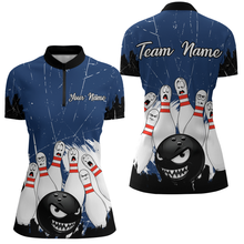 Load image into Gallery viewer, Navy Bowling Jersey Men And Women Custom Funny Bowling Shirts Unisex Polo Bowling Team Shirt CP15