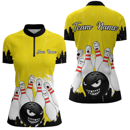 Yellow Bowling Jersey Men And Women Custom Funny Bowling Shirts Unisex Polo Bowling Team Shirt CP15