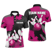 Load image into Gallery viewer, Pink Bowling Jersey Men Women Custom Bowling Team Shirts Unisex Bowling Polo Quarter-zip CP27