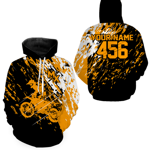 Custom Dirt Bike Hoodie Orange Motocross Hoodie Mens Women Motocross Hooded Jersey| CTP20