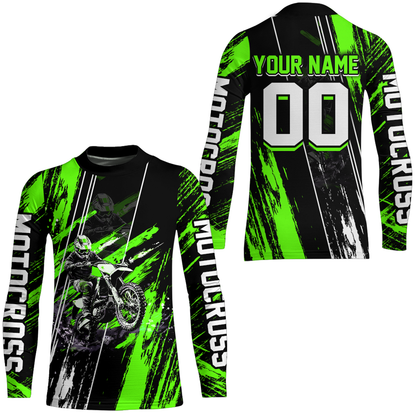 Adult&Kid Green Dirt Bike Jersey Motocross Jersey Upf30+ Custom Mens Women Off-Road Jersey| CTP05