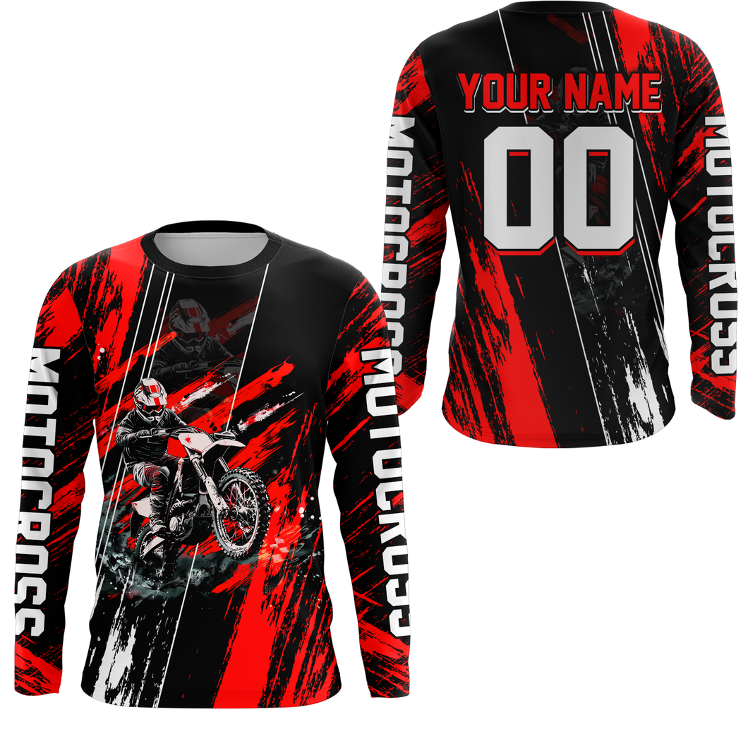 Adult&Kid Red Dirt Bike Jersey Motocross Jersey Upf30+ Custom Mens Women Off-Road Jersey| CTP05