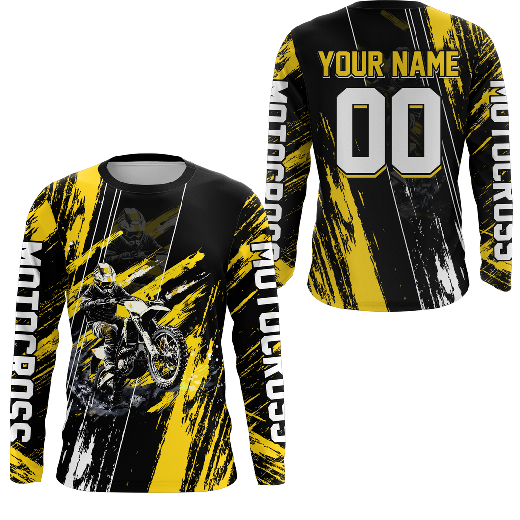 Adult&Kid Yellow Dirt Bike Jersey Motocross Jersey Upf30+ Custom Mens Women Off-Road Jersey| CTP05