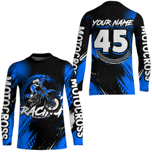 Custom Dirt Bike Blue Jersey Motocross Jersey Upf30+ Mens Women Motocross Shirt| CTP22