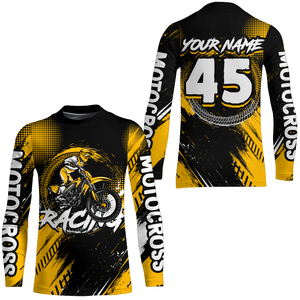 Custom Dirt Bike Yellow Jersey Motocross Jersey Upf30+ Mens Women Motocross Shirt| CTP22