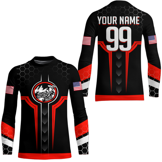 Adult&Kid Red Custom Dirt Bike Jersey Motocross Jersey Upf30+ Motocross Shirt| CTP78