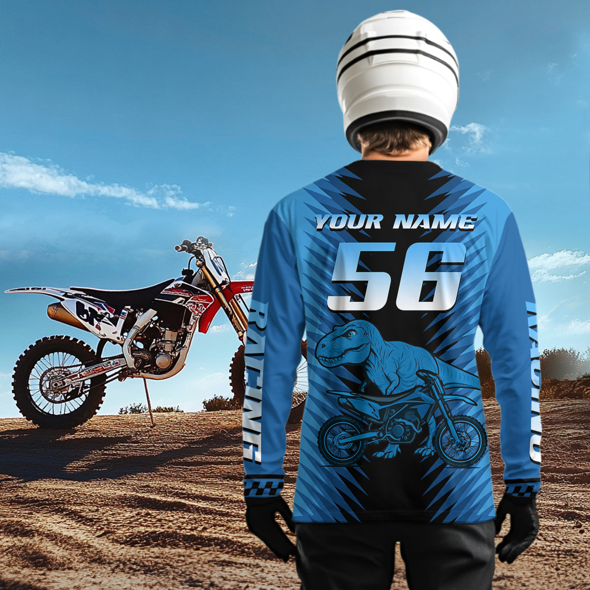 Custom Dinosaur Motocross Jersey Dirt Bike Jersey Men Kid Women Upf30+ Riding Shirt XM355