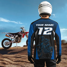 Load image into Gallery viewer, Custom Blue Motocross Racing Jersey Dirt Bike Off-road Riding Jersey Men Kid Women XM356