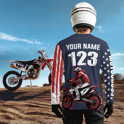 American Flag Motocross Jersey Custom for Kid Men Women Patriotic Dirt Bike Shirt XM333