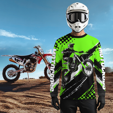 Load image into Gallery viewer, Personalized Green Racing Jersey Motocross for Men Women Kid Upf30+ Youth Off-Road Racing Jersey DNT02