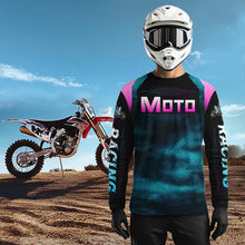 Load image into Gallery viewer, Turquoise Motocross Racing Jersey UPF30+ MX Racing Dirt Bike Jersey Kid Men Women DNT04