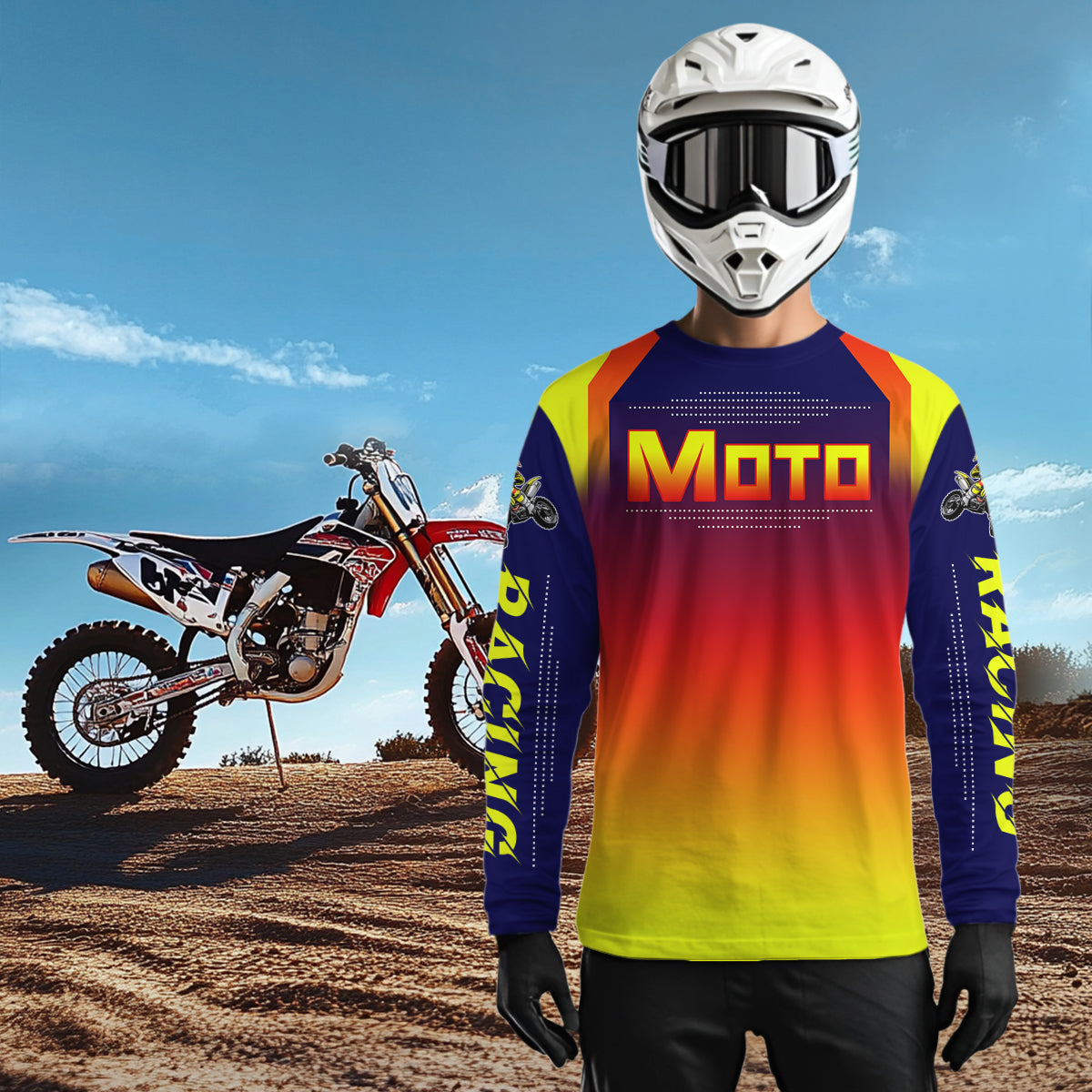 Yellow Orange Motocross Racing Jersey UPF30+ MX Racing Dirt Bike Jersey Kid Men Women DNT04