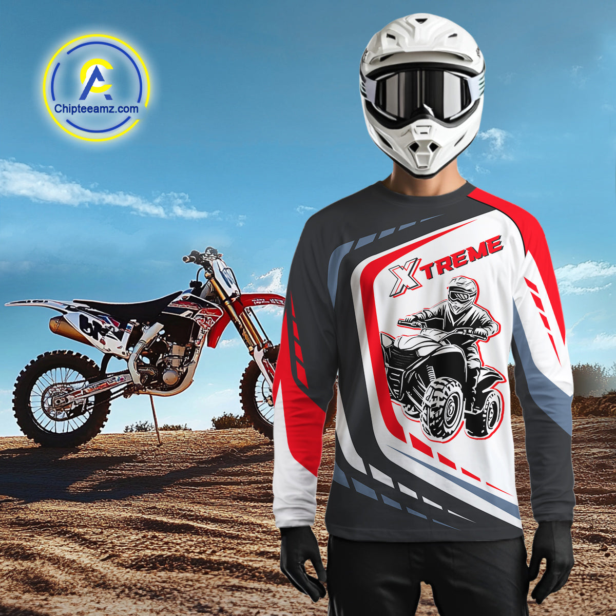 Red ATV Riding Jersey Custom Quad Bike Jersey for Men Kid Women ATV Racing Shirt MX106