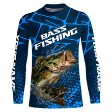 Load image into Gallery viewer, Largemouth Bass Fishing, Kid Fishing Shirts Long Sleeve, Fishing Gift  | Blue NHT385
