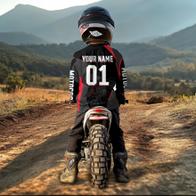 Load image into Gallery viewer, Adult &amp; Kid Custom Red and Black Motocross Jersey Dirt Bike Shirt Motorcycle Jersey Team Shirt MX Jersey| CTP106