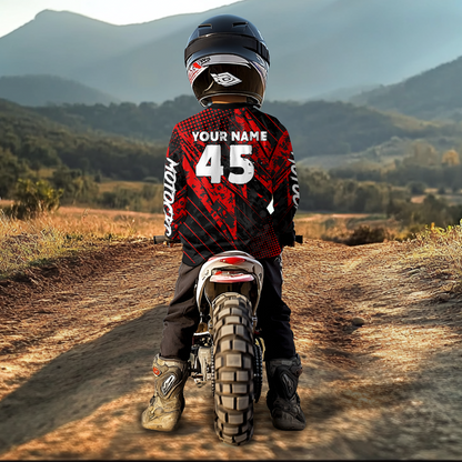 Red Motocross Racing Jersey UPF30+ MX Racing Dirt Bike Jersey Kid Men Women DNT06