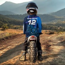 Load image into Gallery viewer, Dinosaur Motocross Jersey Custom Blue Dirt Bike Jersey for Women Men Kid Upf30+ XM366