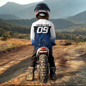 Custom Blue Motocross Jersey Youth Dirt Bike Shirt Men Kid Women Motorcycle Shirts XM340