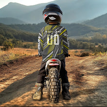 Load image into Gallery viewer, Dinosaur Motocross Jersey Yellow&amp;Grey Dirt Bike Jersey for Men Kid Women Upf30+ XM349