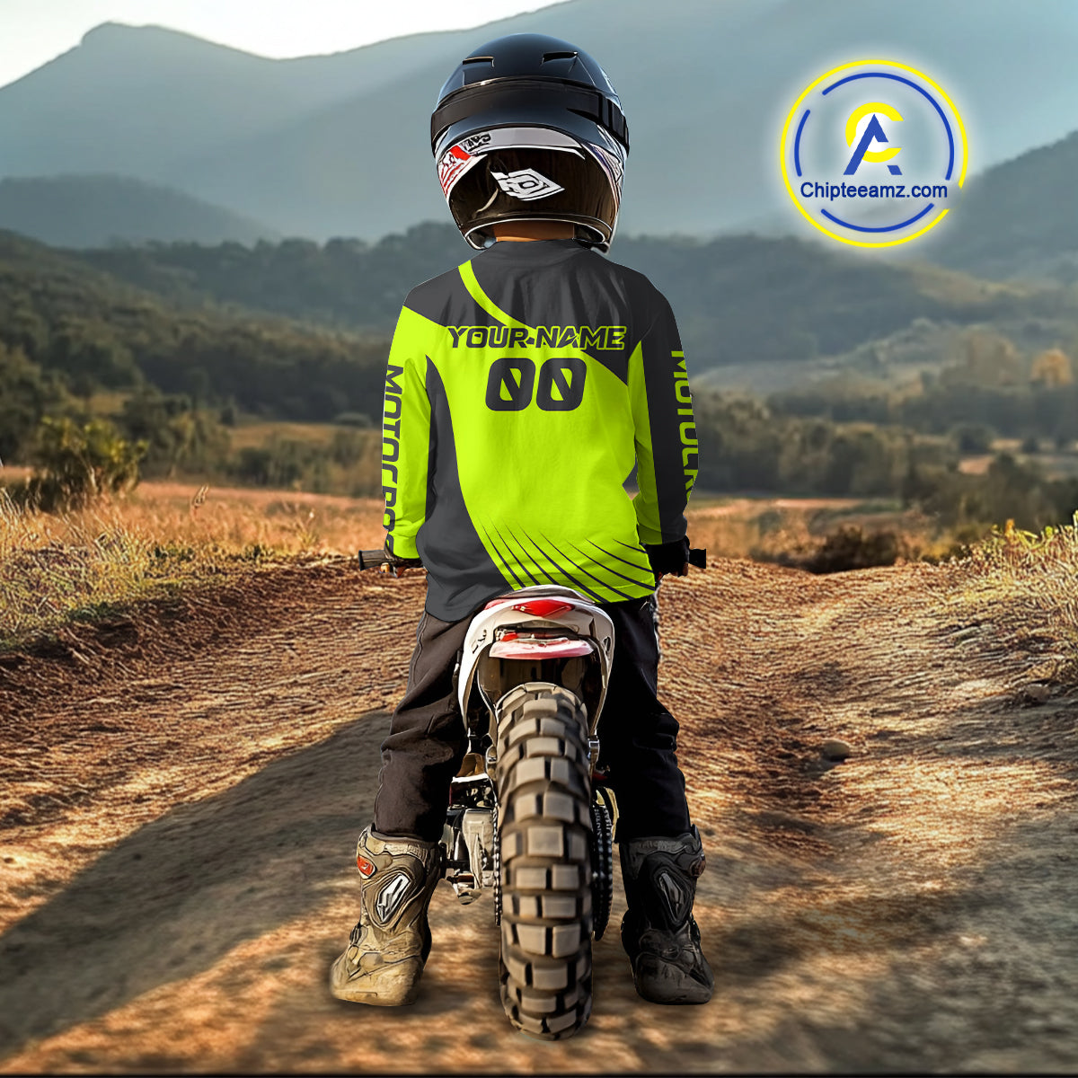 Green Dinosaur Motocross Racing Jersey Custom Dirt Bike Jersey for Men Kid Women XM373