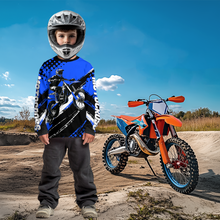 Load image into Gallery viewer, Personalized Blue Racing Jersey Motocross for Men Women Kid Upf30+ Youth Off-Road Racing Jersey DNT02