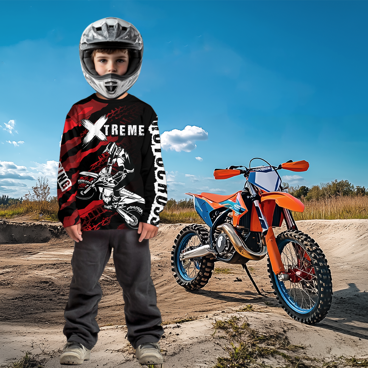 Custom Red Motocross Jersey Racing Shirts UPF30+ Dirt Bike Jersey Kid Men Women DNT09