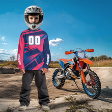 Load image into Gallery viewer, Bue and Pink Motocross Jersey Custom Dirt Bike Jersey for Women Men Kid Upf30+ XM360