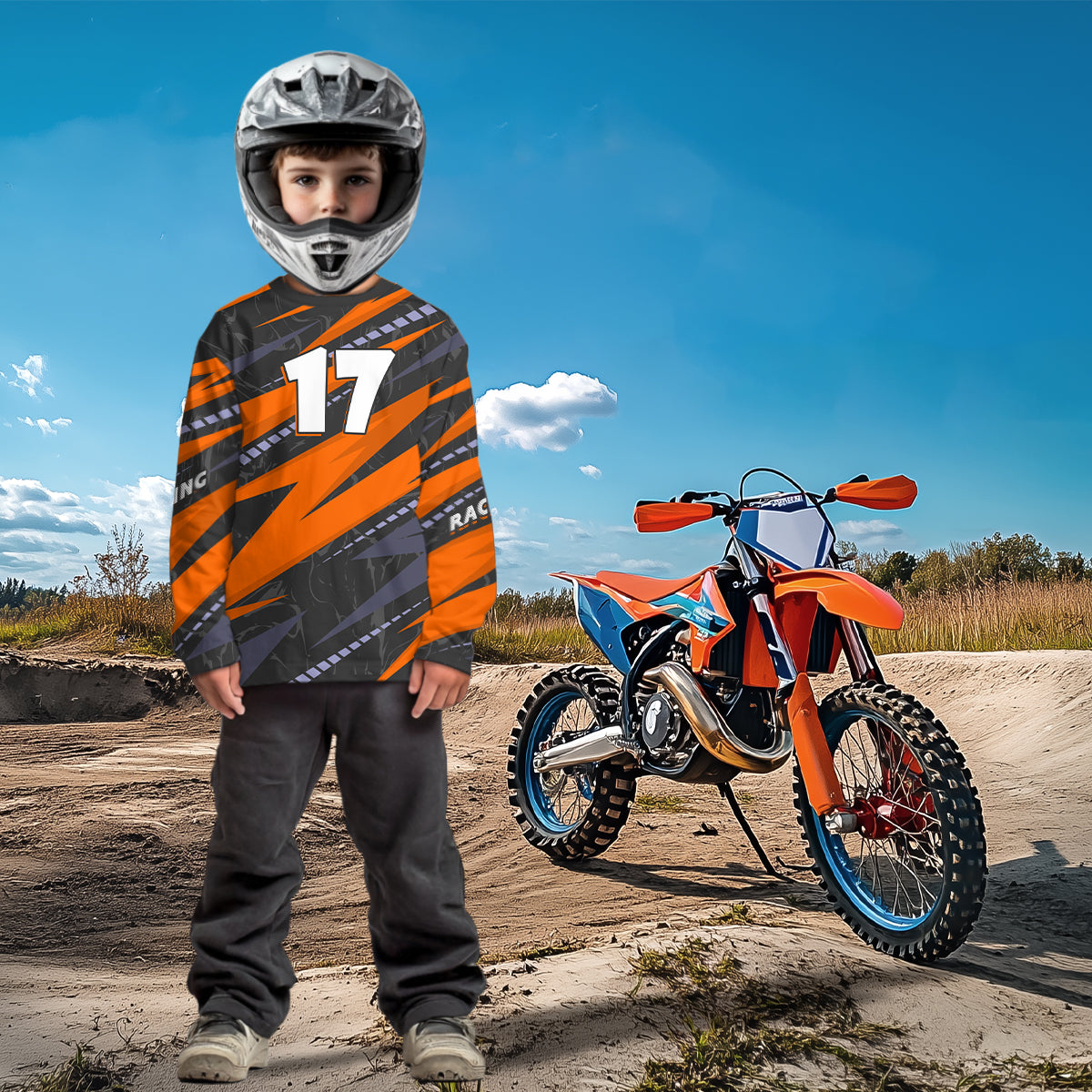 Orange Motocross Racing Jersey Dirt Bike Off-road Riding Jersey for Men Kid Women XM361
